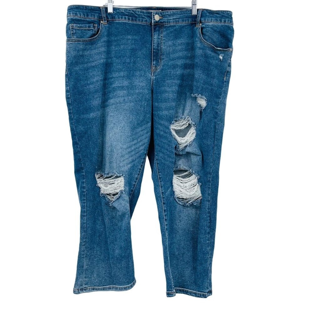Lane Bryant High Rise Straight Leg‎ Crop Jeans Womens 24 Blue Flex Signature Fit